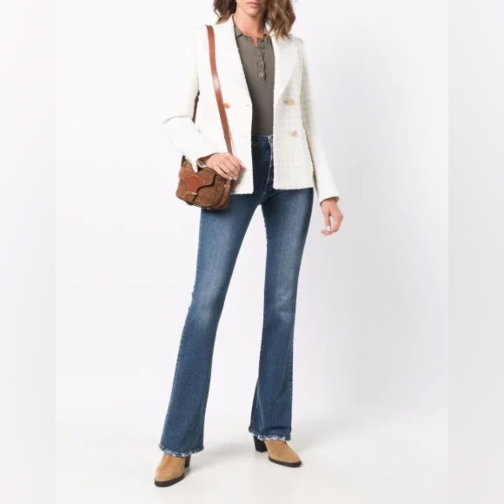 3x1 High rise kick flare jeans distressed WP0411102 color: ABBI casual bootcut